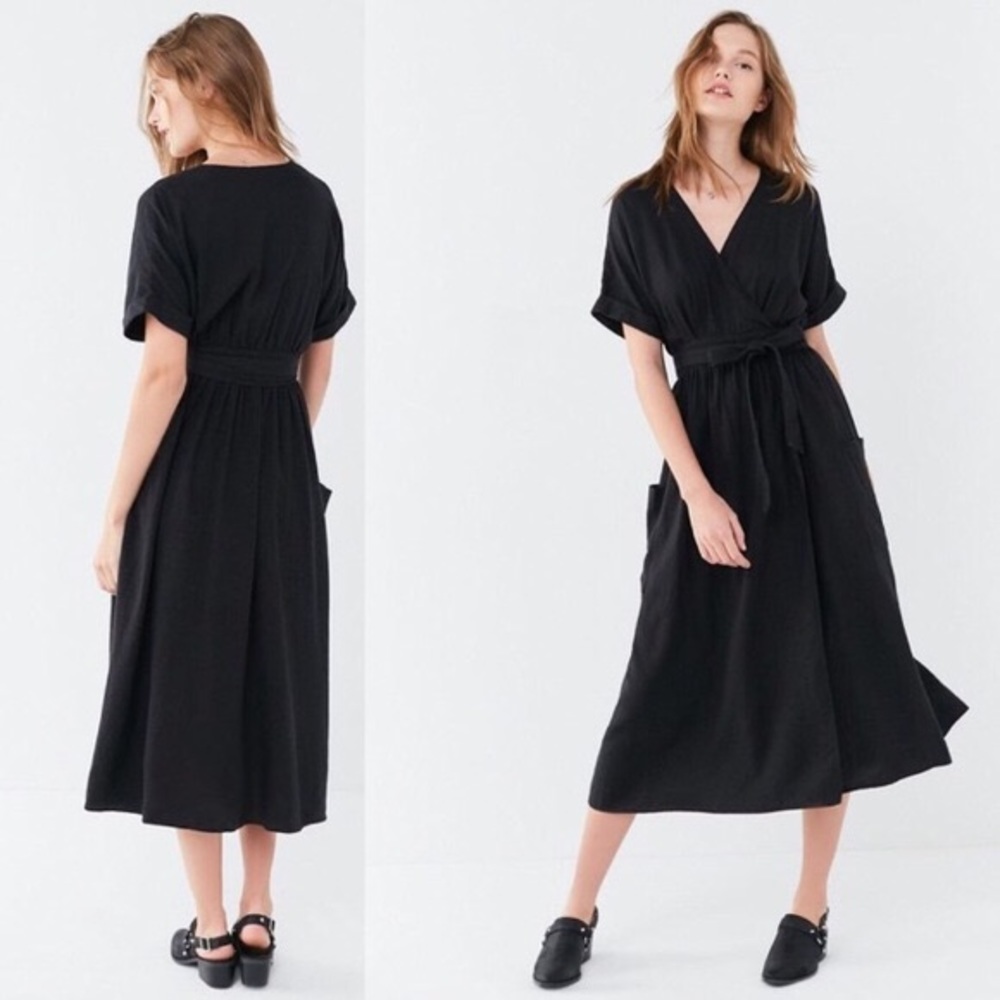Urban Outfitters Gabrielle black midi wrap dress